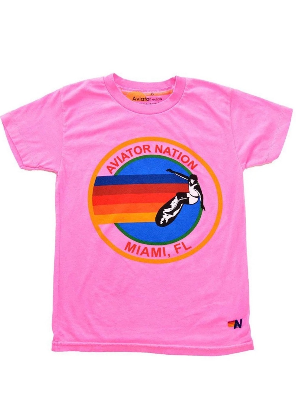 Aviator Nation Hot Pink Miami Surf Circle Logo Tee